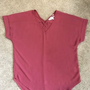 Pink rose short sleeve blouse